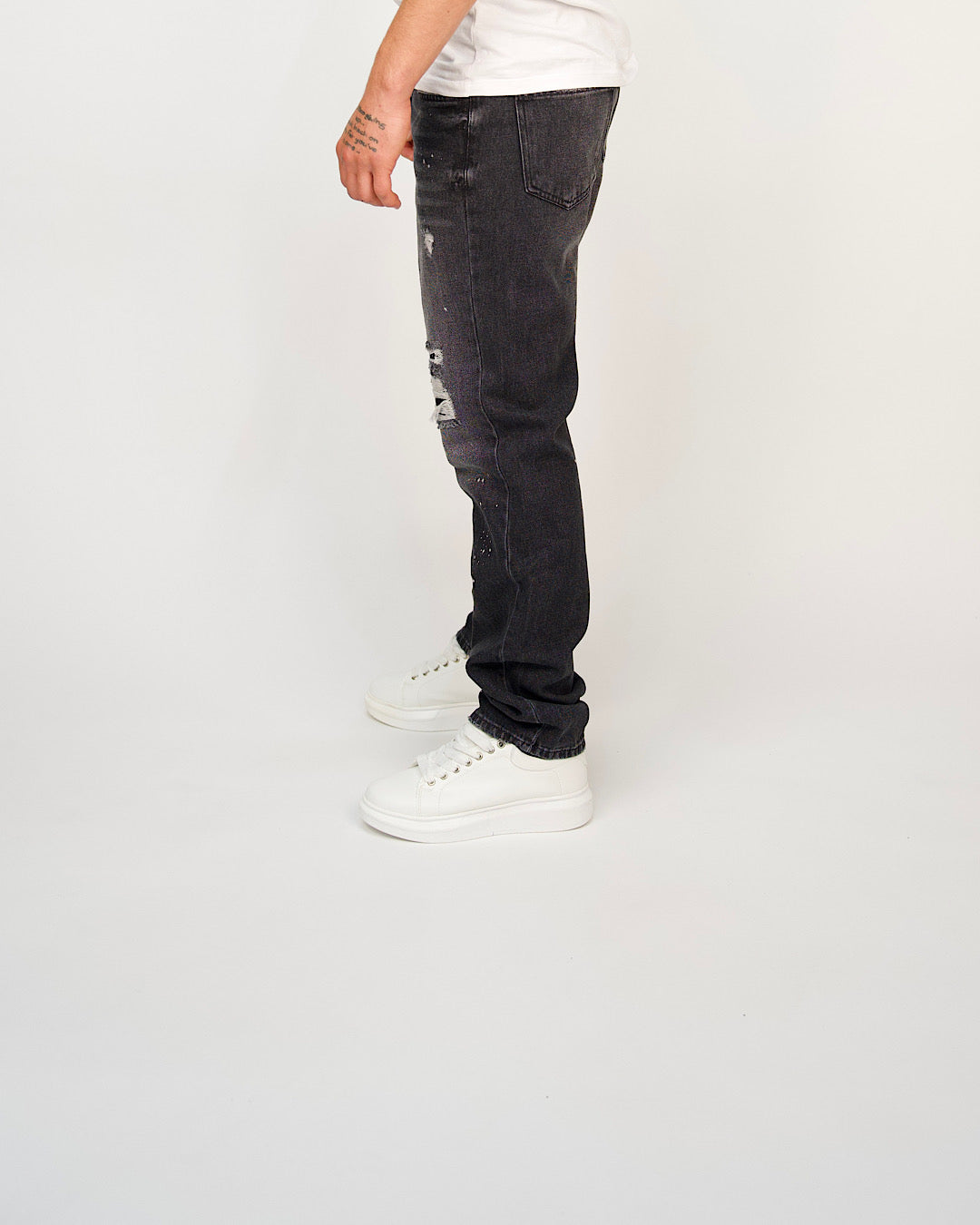 Heavy Distress Paint-Splatter Jeans