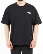 Oversized Typography Graphic Black T-Shirt