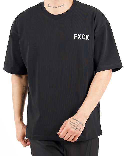 Oversized Typography Graphic Black T-Shirt