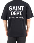 Oversized Saint Dept Logo Back Print Black Tshirt