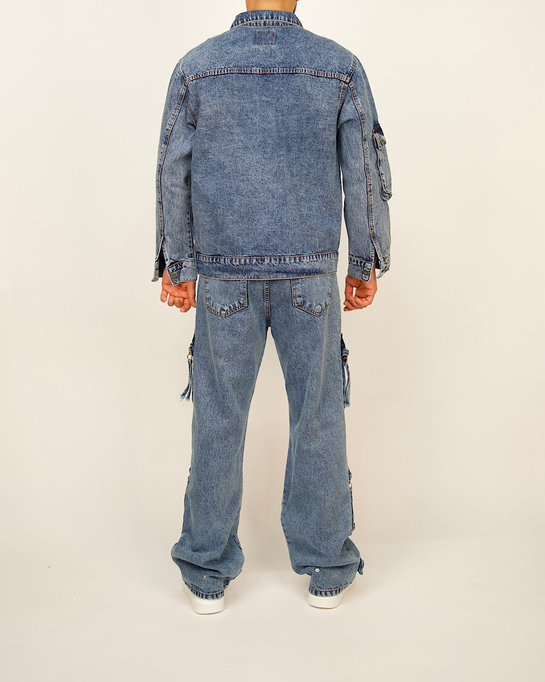 Multi-Pocket Cargo Denim Set