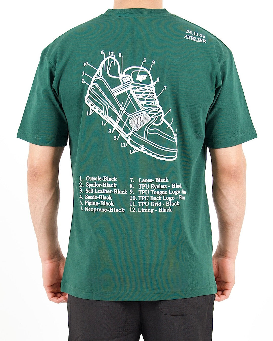 Sneaker Blueprint Graphic Green T-Shirt