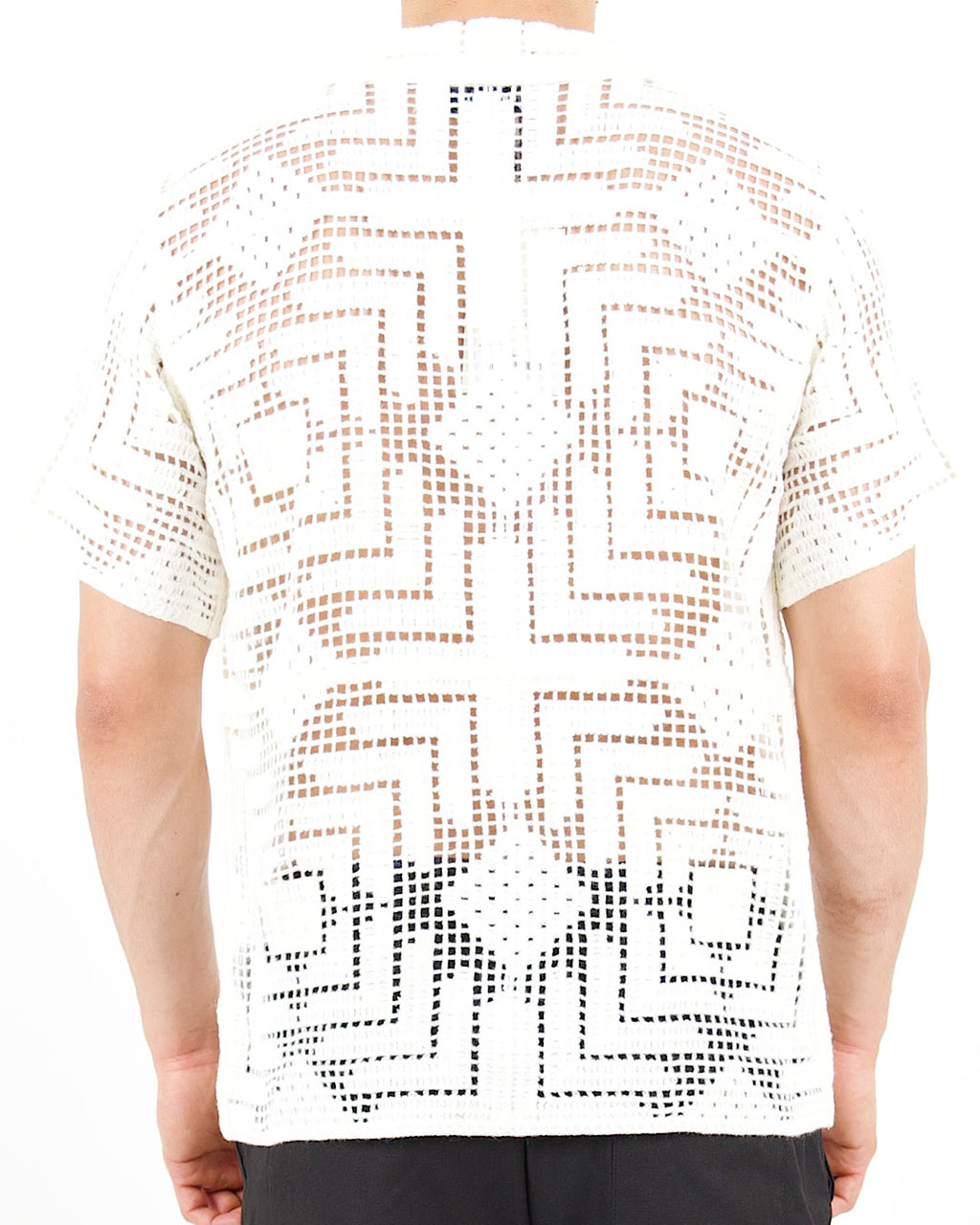 Open Stitch Square Crochet Knitted Shirt