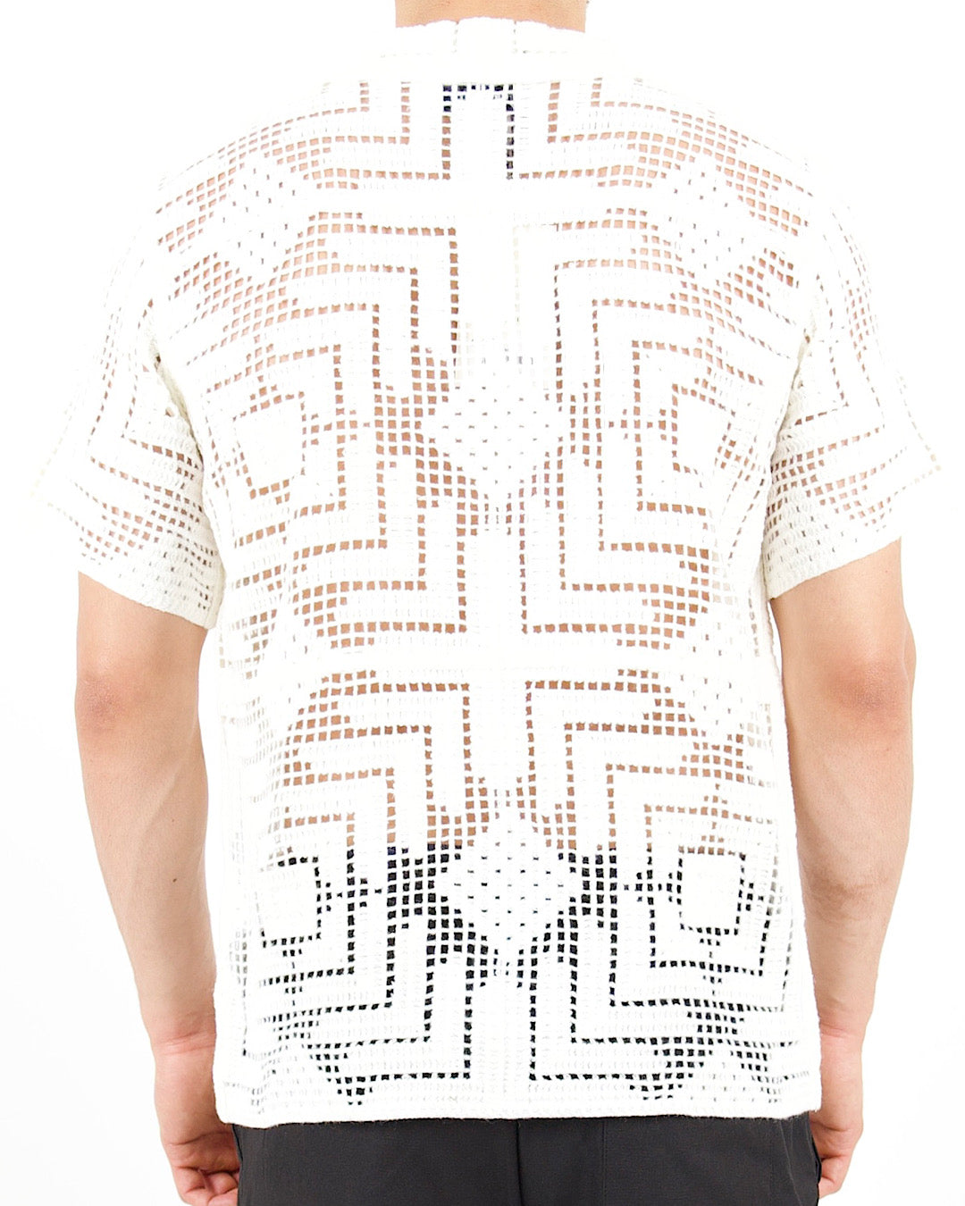 Open Stitch Square Crochet Knitted Shirt