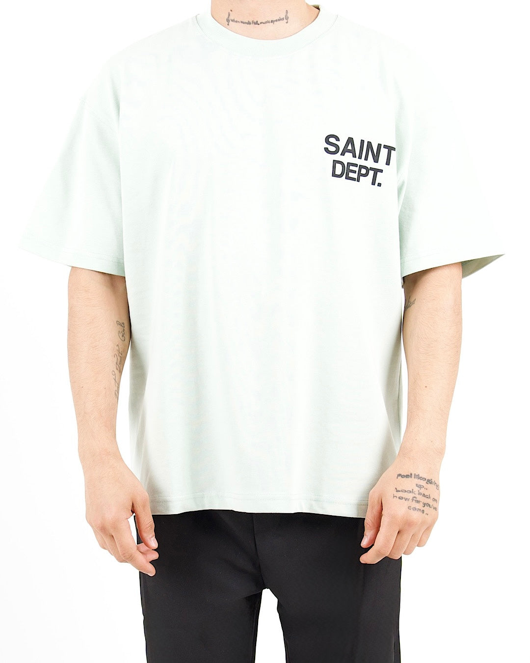 Oversized Saint Dept Logo Back Print Mint Tshirt