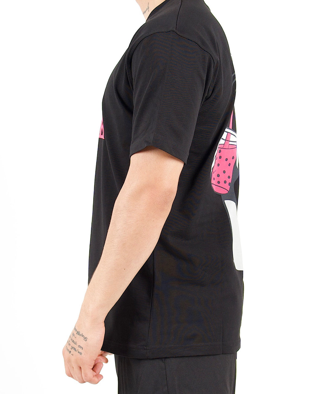 Pink Panther Graphic Back Print Oversized Black T-Shirt