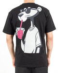 Pink Panther Graphic Back Print Oversized Black T-Shirt
