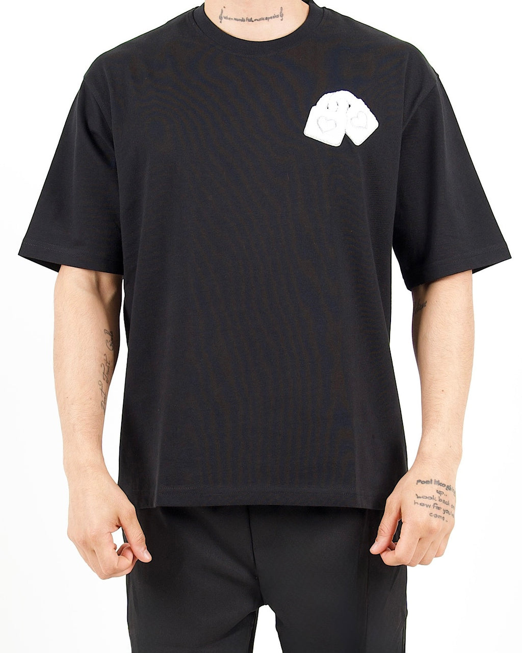 Oversized Lock Patch Black T-Shirt