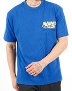 Oversized Saint Club Graphic Back Print Blue T-Shirt
