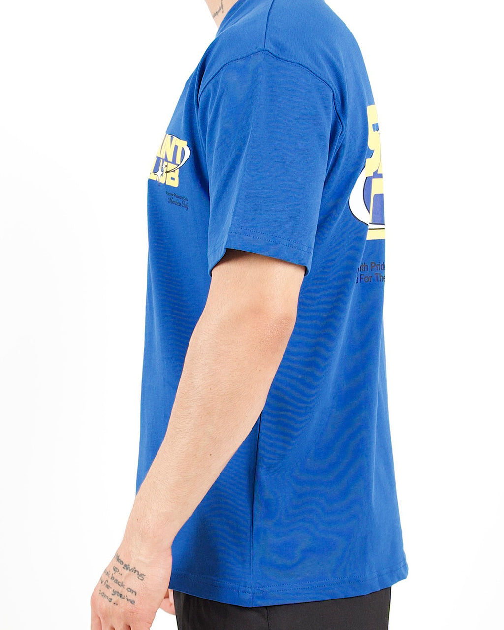 Oversized Saint Club Graphic Back Print Blue T-Shirt