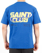 Oversized Saint Club Graphic Back Print Blue T-Shirt