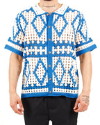 Blue & White Crochet Knit Resort Shirt