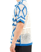 Blue & White Crochet Knit Resort Shirt