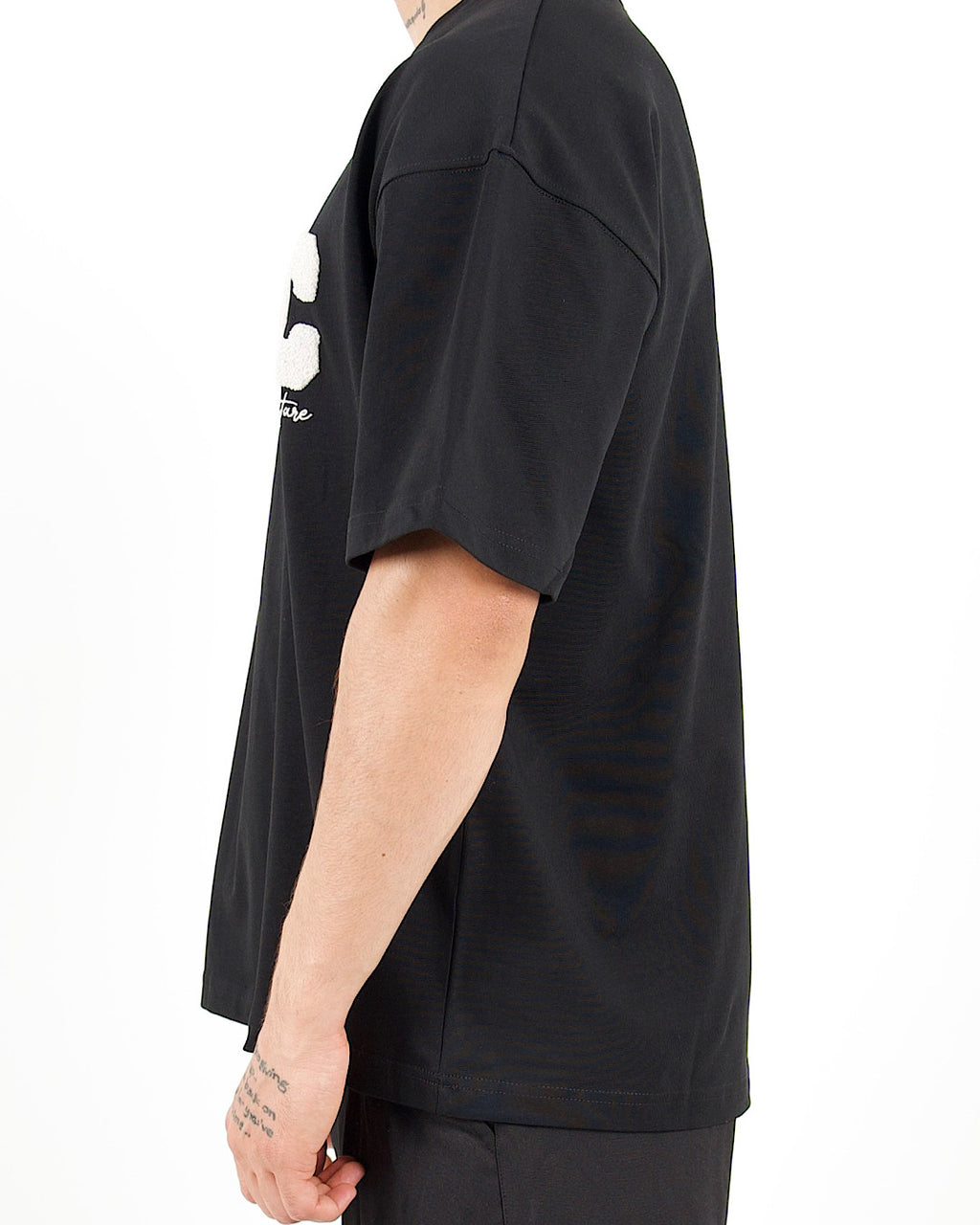 Oversized Varsity Patch Black T-Shirt