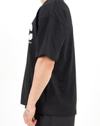 Oversized Varsity Patch Black T-Shirt