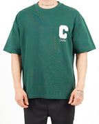 Oversized Varsity Patch Green T-Shirt