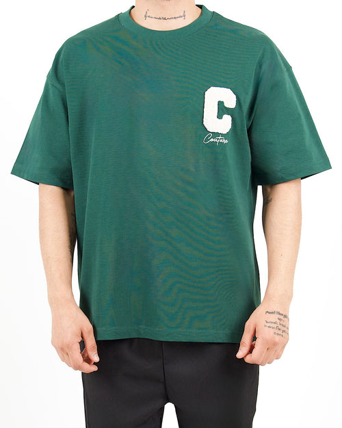 Oversized Varsity Patch Green T-Shirt