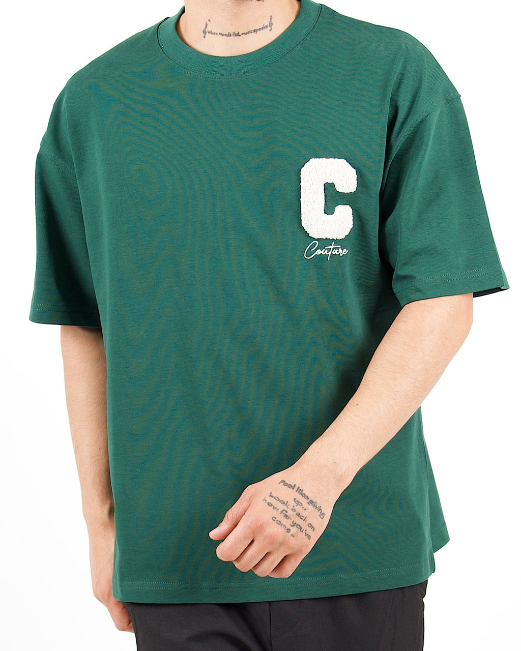 Oversized Varsity Patch Green T-Shirt