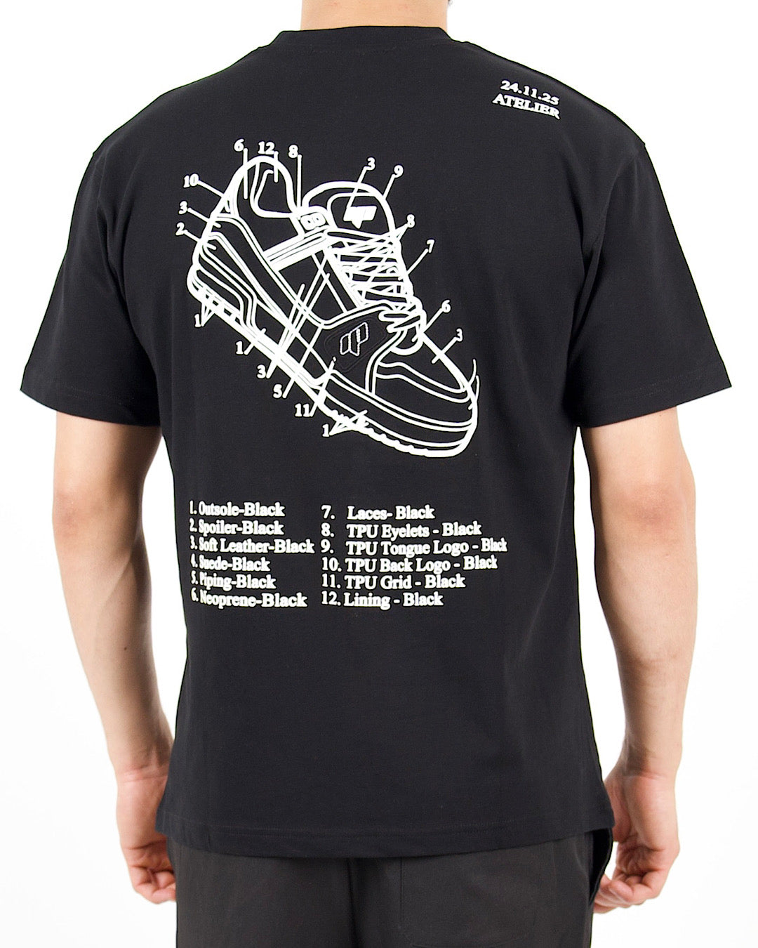 Sneaker Blueprint Graphic Black T-Shirt