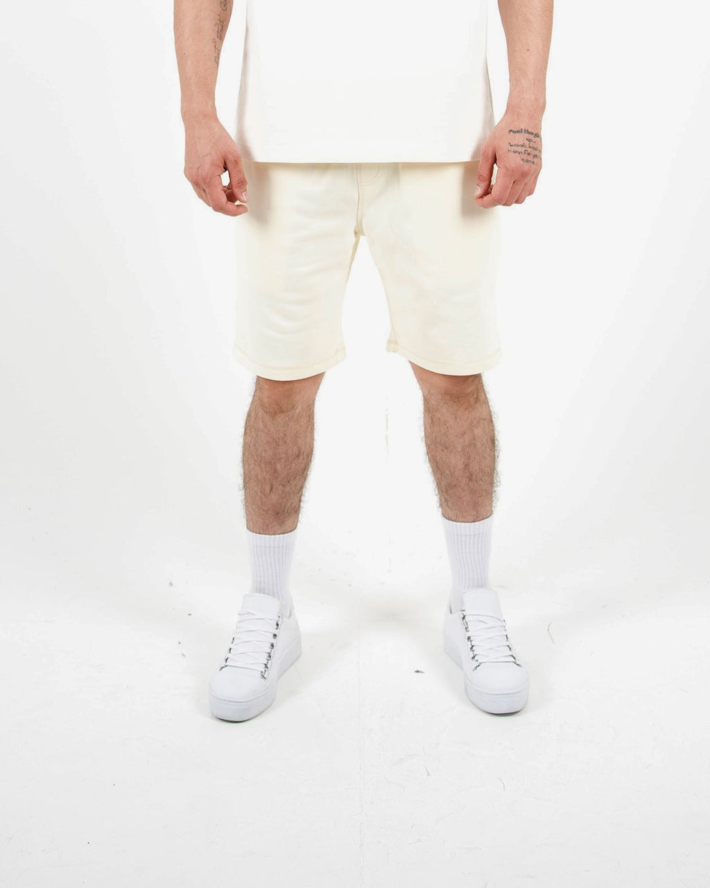 Relaxed Fit Cream Jersey Shorts
