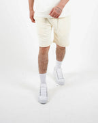 Relaxed Fit Cream Jersey Shorts