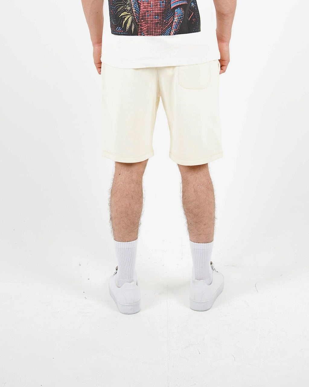 Relaxed Fit Cream Jersey Shorts