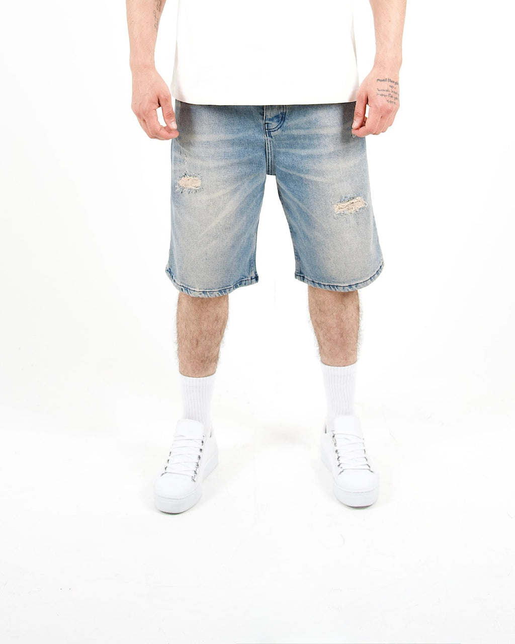 Distressed Denim Blue Jorts