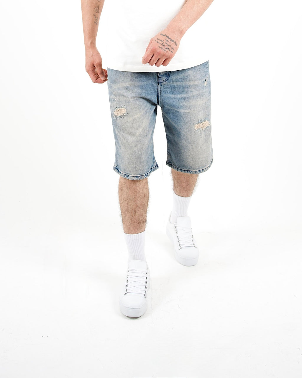 Distressed Denim Blue Jorts