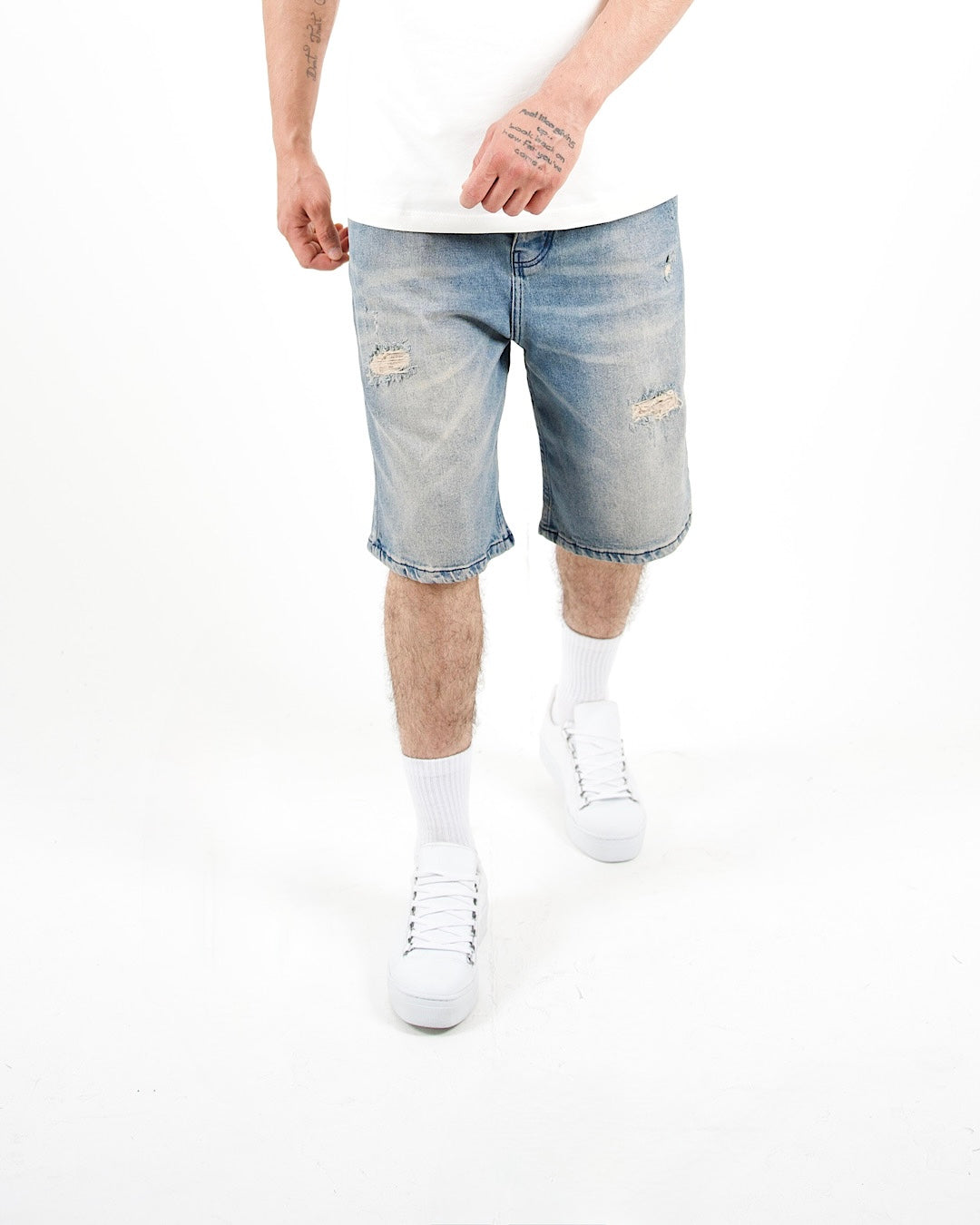 Distressed Denim Blue Jorts