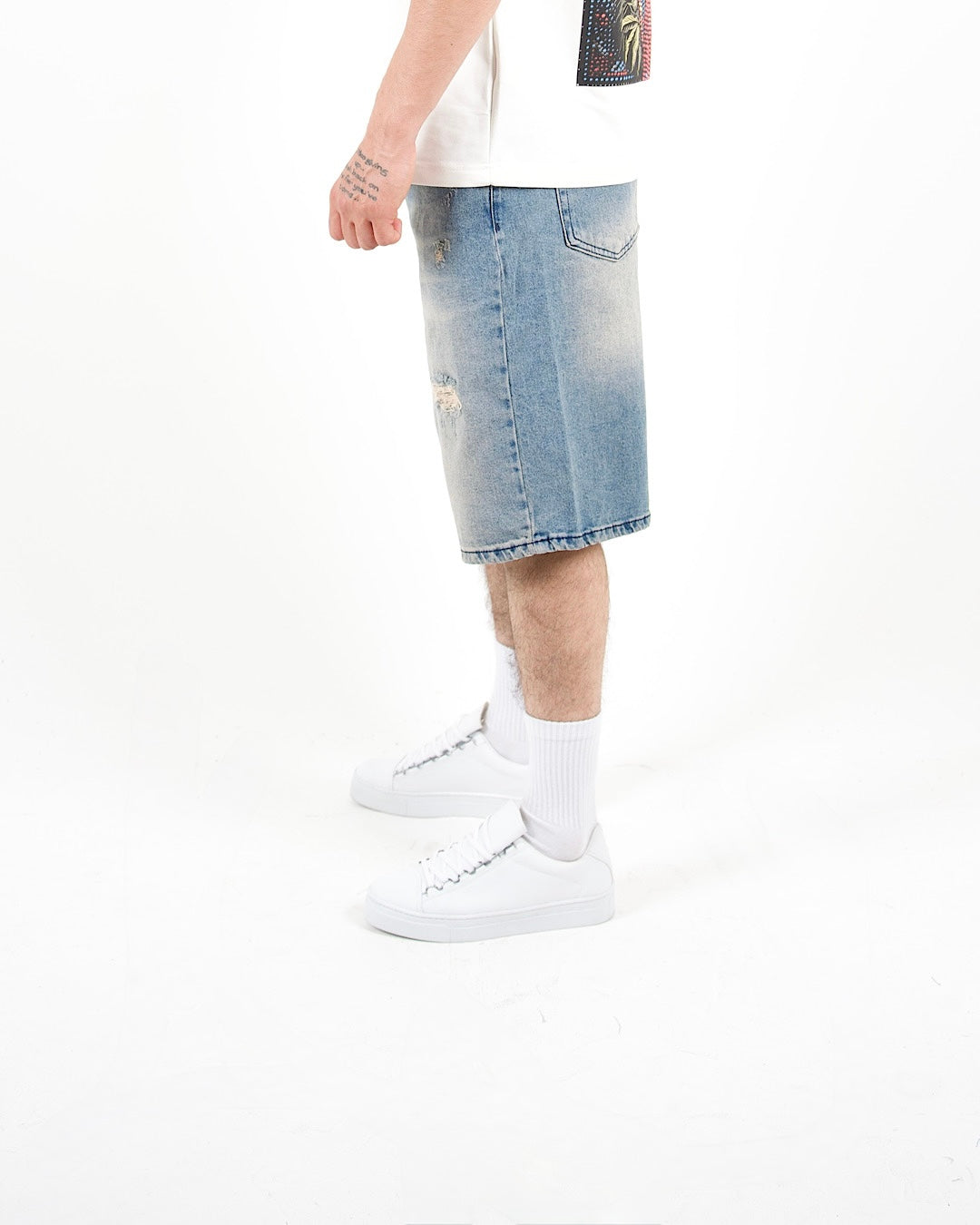 Distressed Denim Blue Jorts