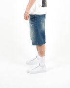 Distressed Denim Mid Blue Jorts