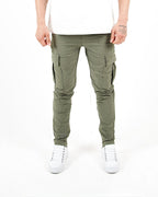 Slim Fit Stretch Cargo Trousers - Khaki