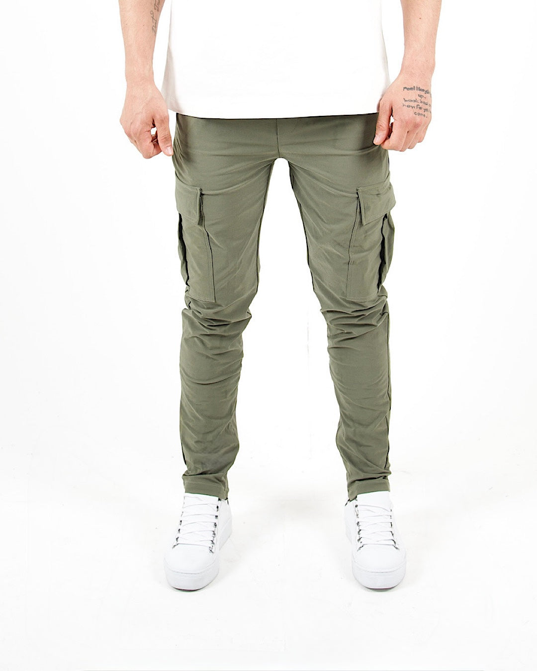 Slim Fit Stretch Cargo Trousers - Khaki