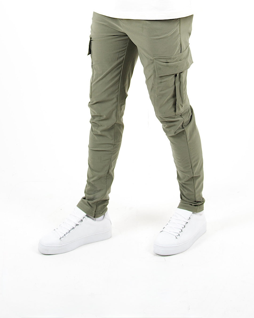 Slim Fit Stretch Cargo Trousers - Khaki