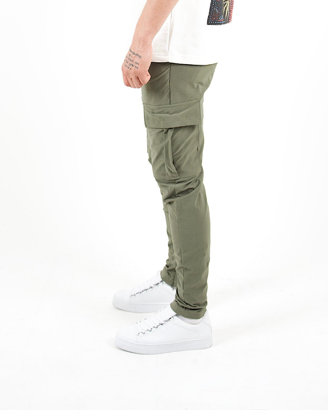 Slim Fit Stretch Cargo Trousers - Khaki