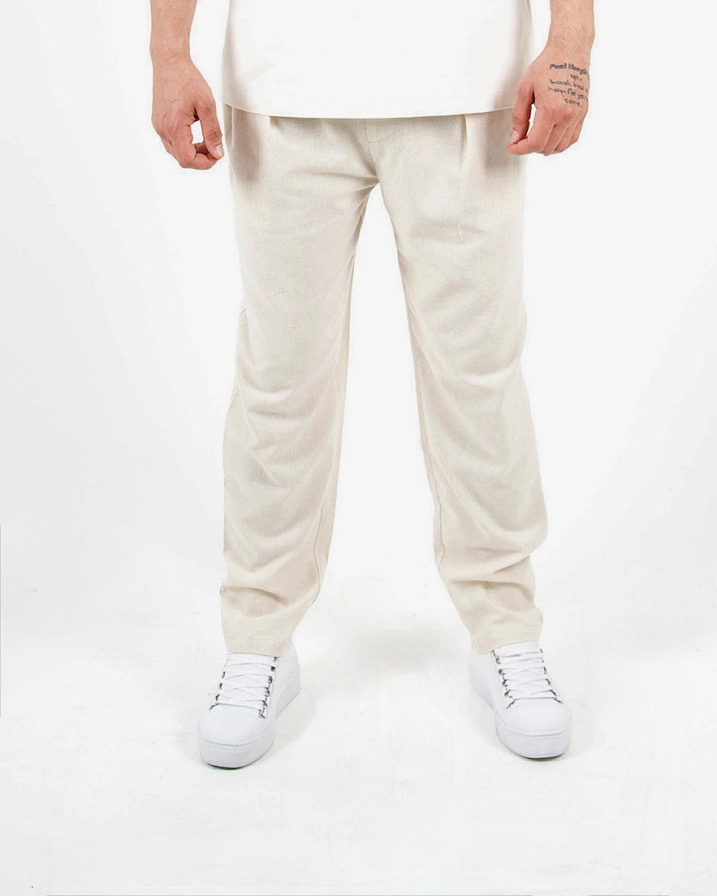 Relaxed Fit Linen Blend Trousers