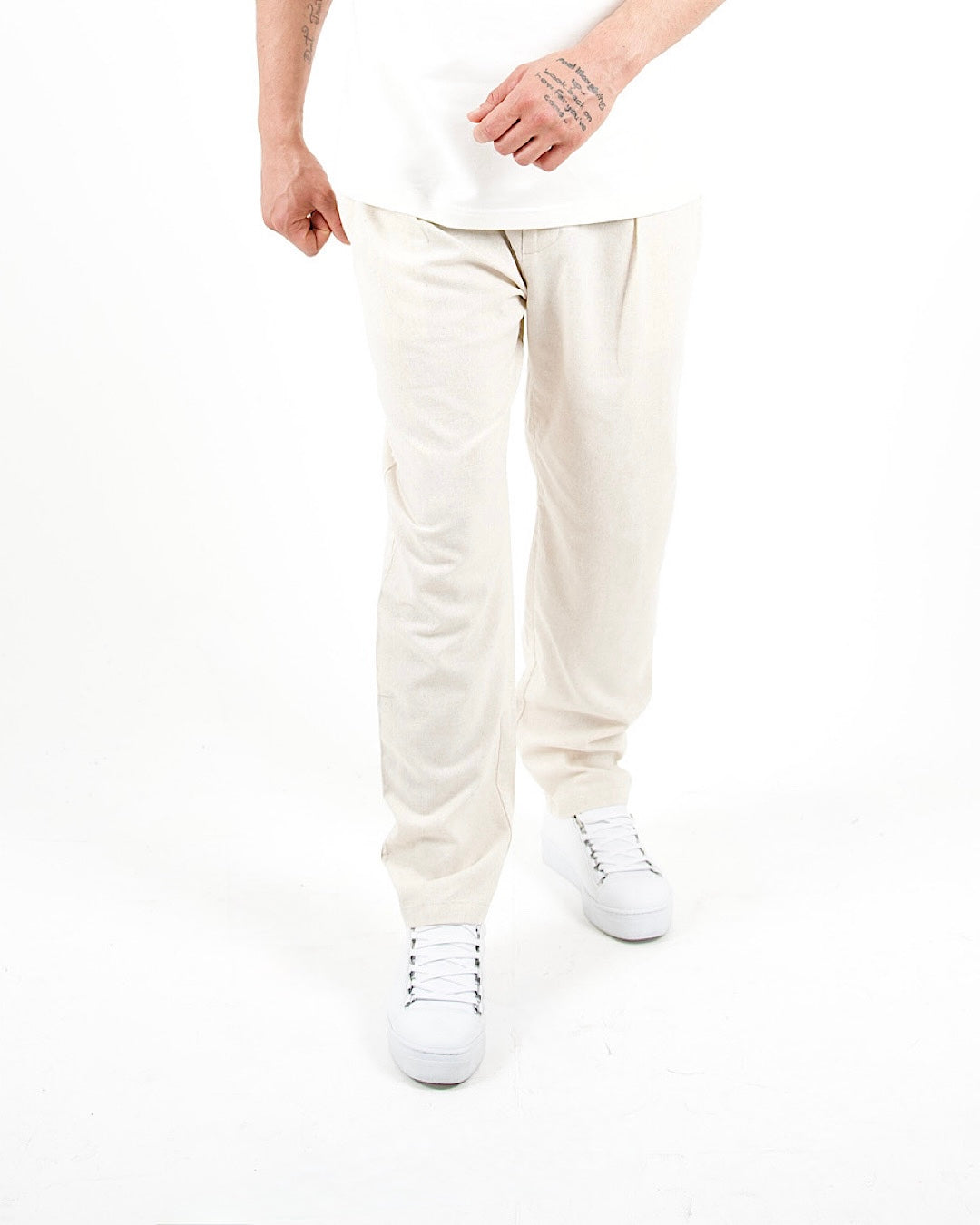 Relaxed Fit Linen Blend Trousers