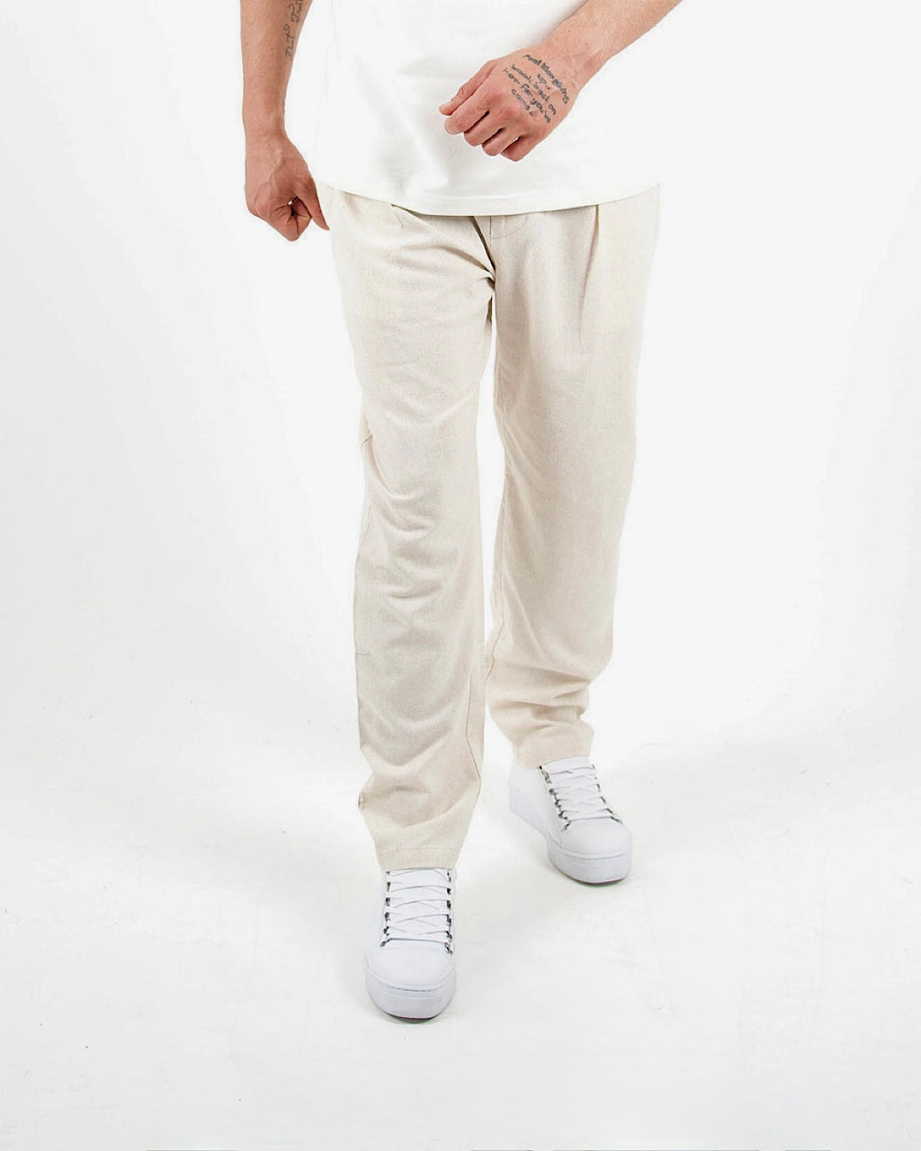 Relaxed Fit Linen Blend Trousers