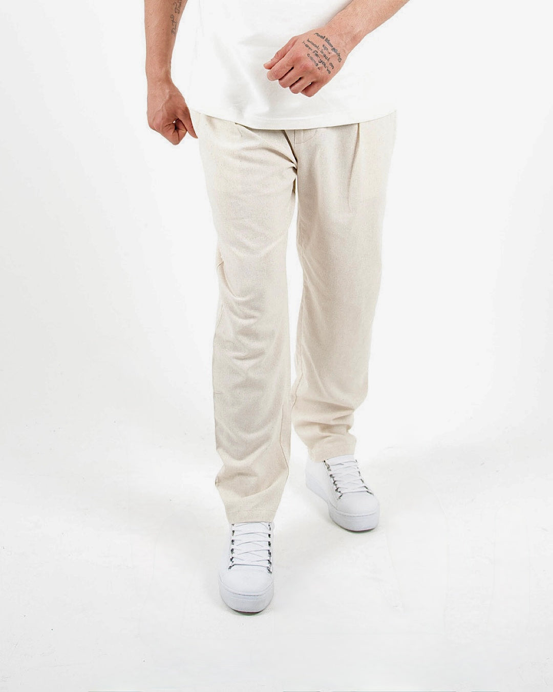 Relaxed Fit Linen Blend Trousers
