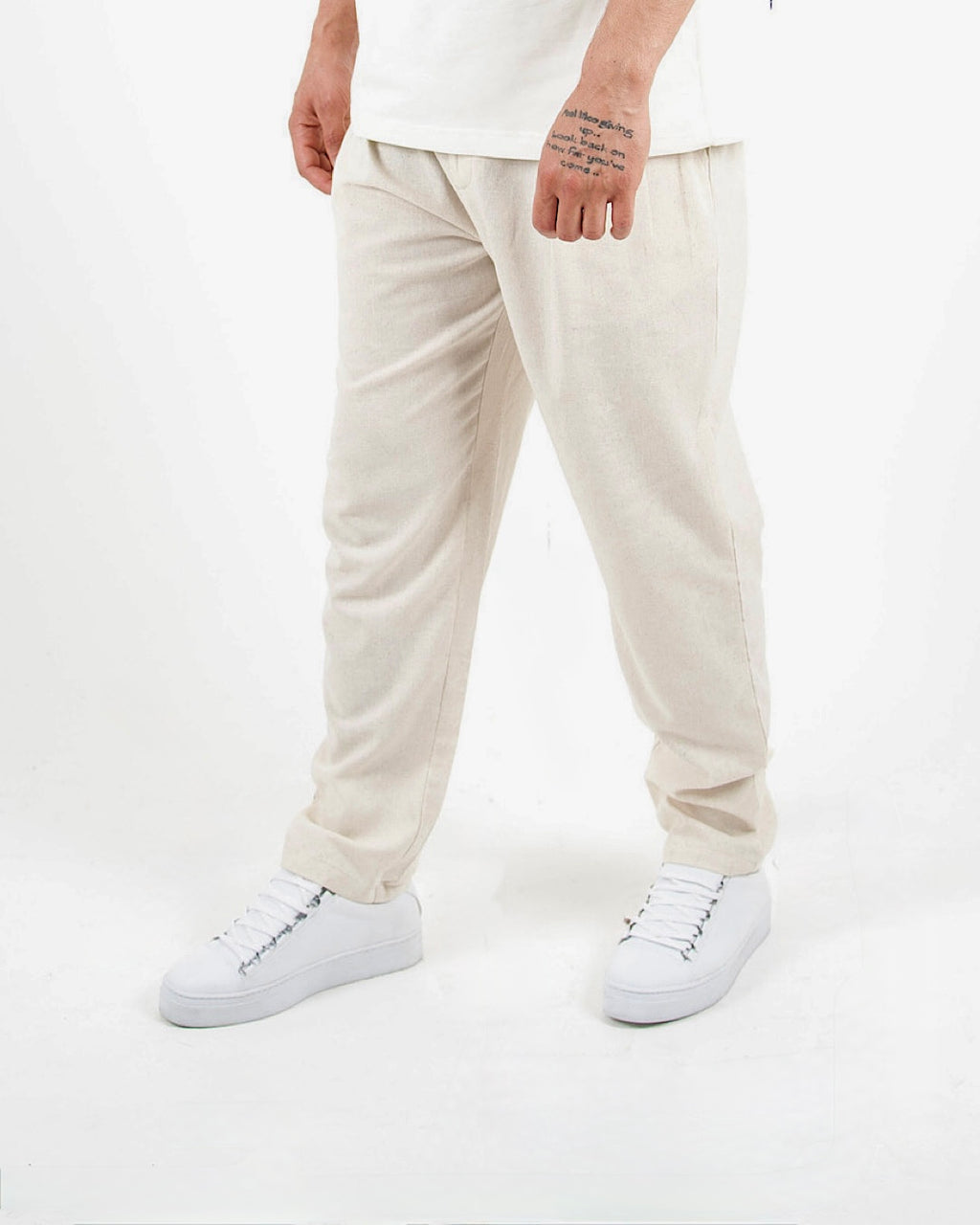 Relaxed Fit Linen Blend Trousers