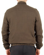 Linen Blend Khaki Bomber Jacket