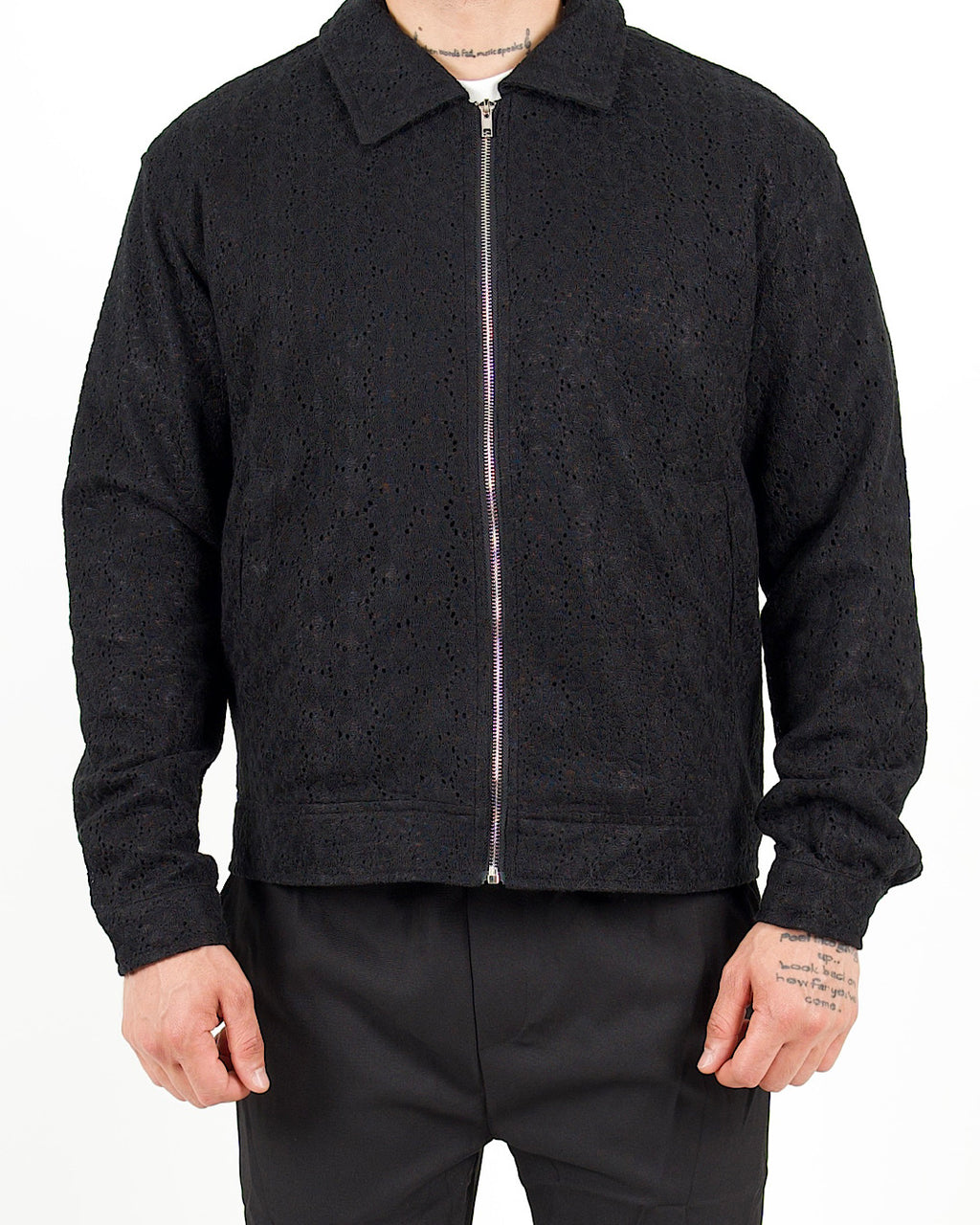Crochet Zip Through Black Jacket