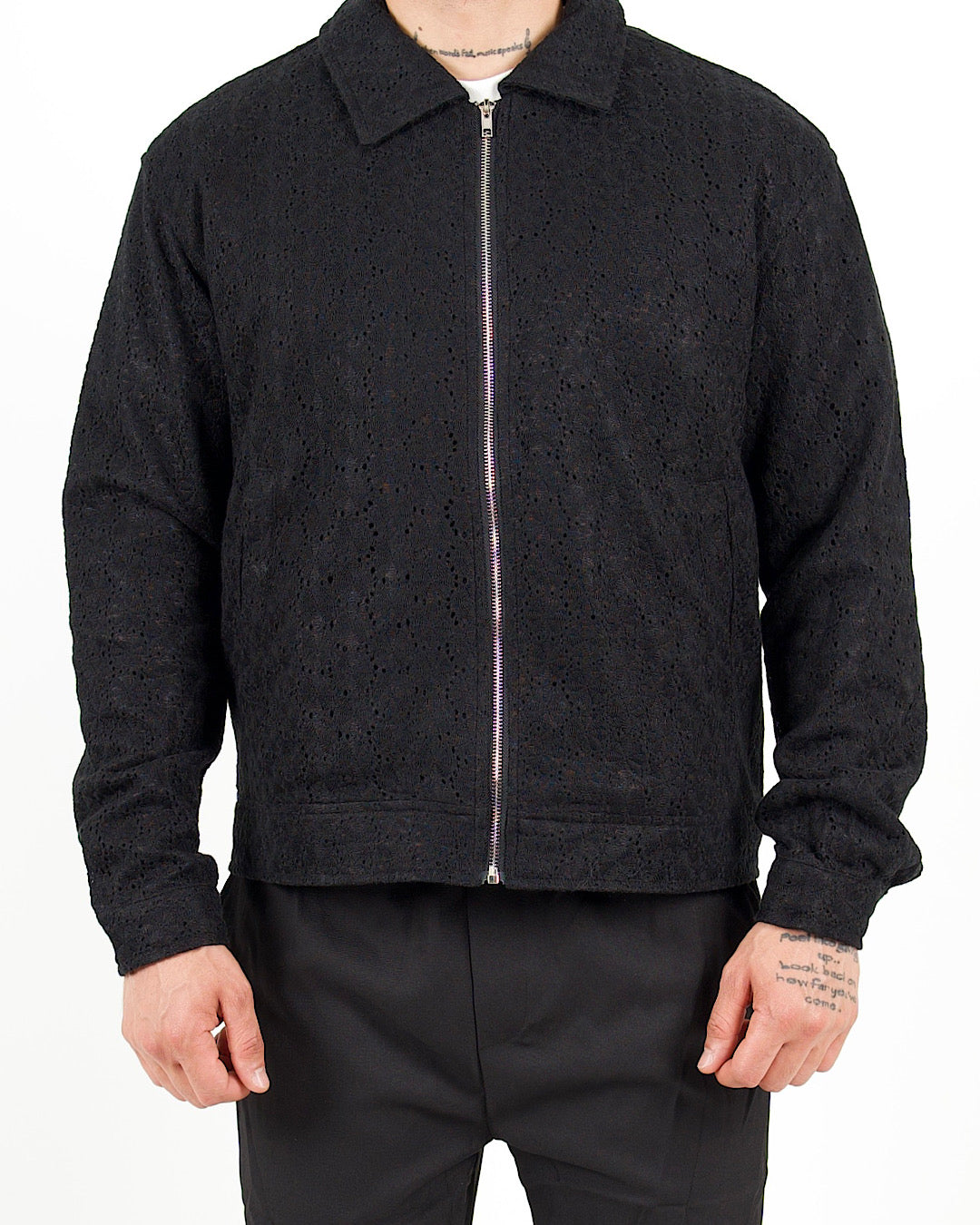 Crochet Zip Through Black Jacket