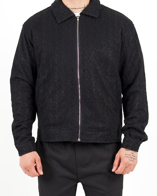 Crochet Zip Through Black Jacket