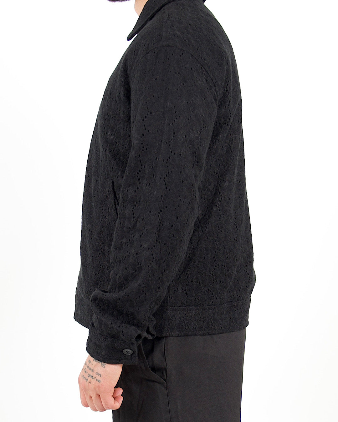 Crochet Zip Through Black Jacket