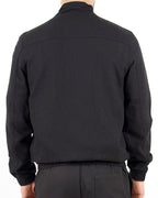 Linen Blend Black Bomber Jacket