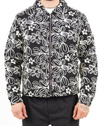 Floral Zip Through Black Jacket