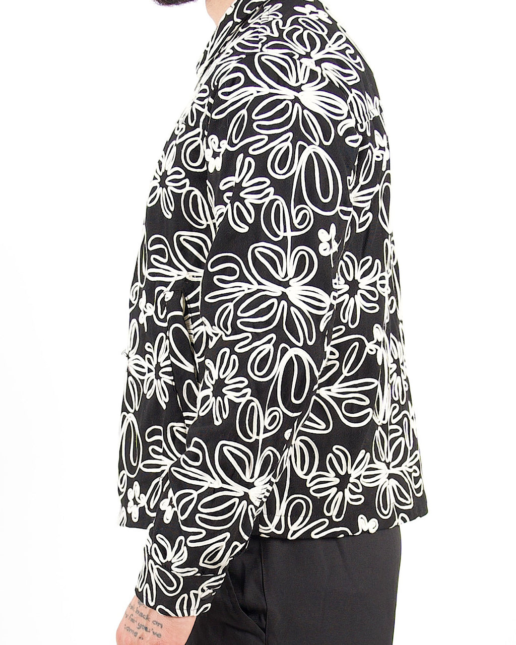 Floral Zip Through Black Jacket