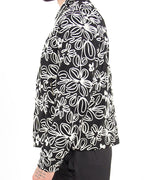 Floral Zip Through Black Jacket