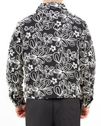Floral Zip Through Black Jacket
